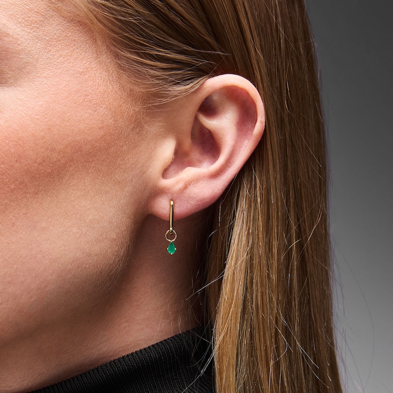 Main Image 2 of Pear-Shaped Emerald Earring Charm in Sterling Silver with 18K Gold Plate