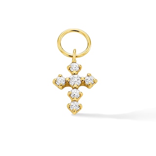 1/15 CT.T.W. Lab-Grown Diamond Cross Earring Charm in Sterling Silver with 18K Gold Plate (F/VS2)