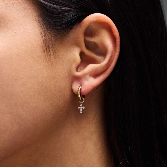1/15 Ct.t.w. Lab-Grown Diamond Cross Earring Charm in Sterling Silver with 18K Gold Plate (F/Vs2)