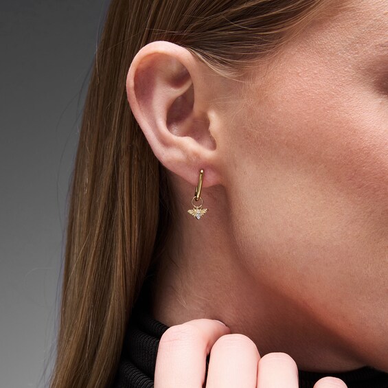 Lab-Grown Diamond Accent Bee Earring Charm in Sterling Silver with 18K Gold Plate (F/Vs2)