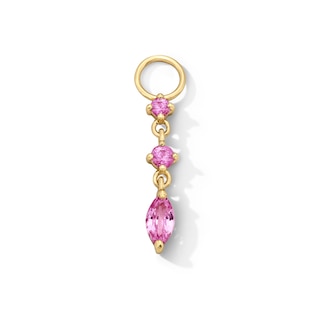 Marquise and Round Pink Sapphire Earring Charm in Sterling Silver with 18K Gold Plate