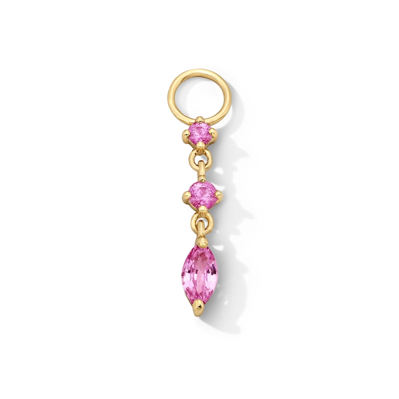 Main Image 1 of Marquise and Round Pink Sapphire Earring Charm in Sterling Silver with 18K Gold Plate