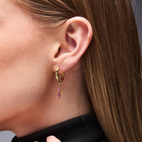 Marquise and Round Pink Sapphire Earring Charm in Sterling Silver with 18K Gold Plate