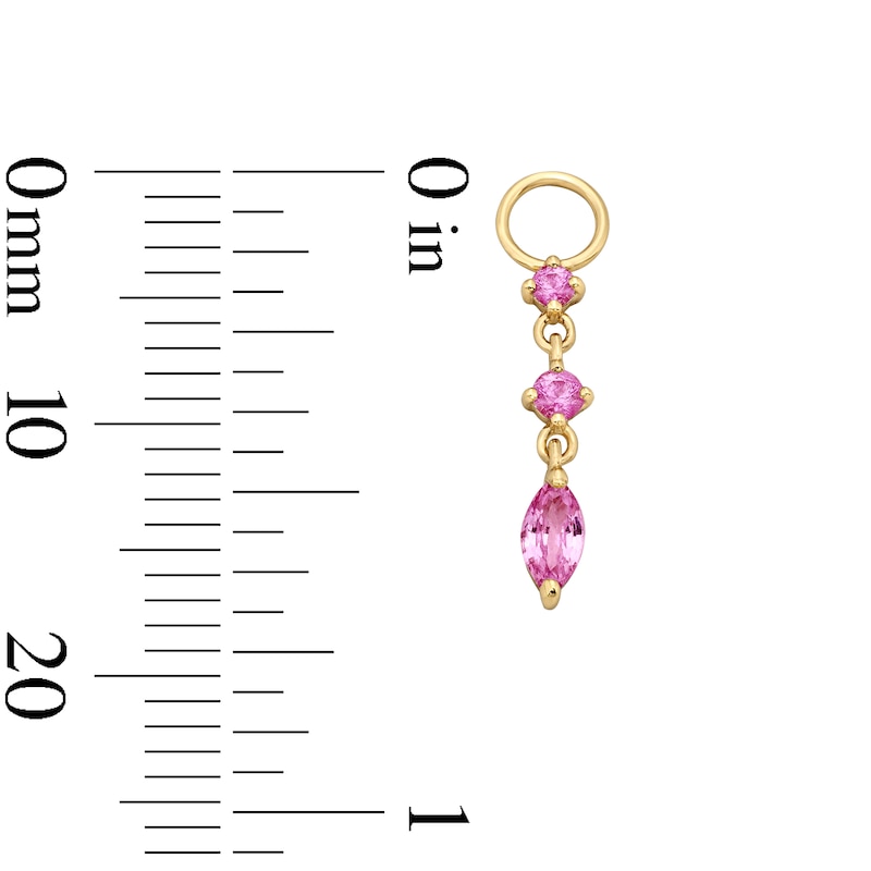 Main Image 3 of Marquise and Round Pink Sapphire Earring Charm in Sterling Silver with 18K Gold Plate