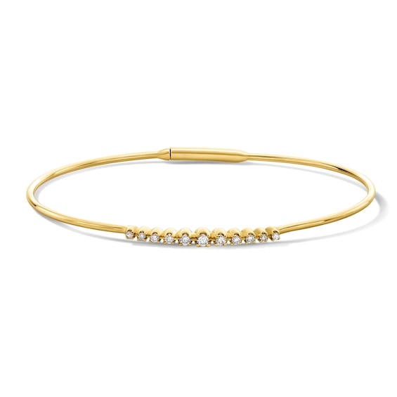 1/5 CT. T.w. Bezel-Set Diamond Bangle Bracelet in 10K Yellow Gold - 7.0"