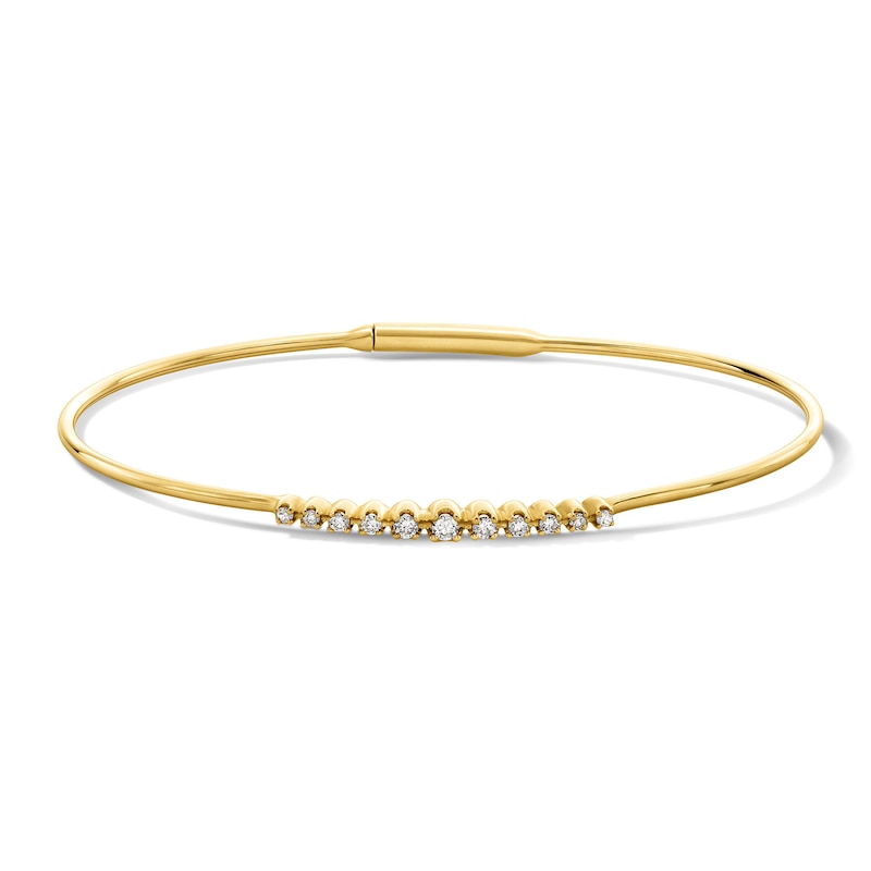 Main Image 1 of 1/5 CT. T.W. Bezel-Set Diamond Bangle Bracelet in 10K Yellow Gold - 7.0"