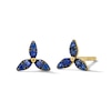 Thumbnail Image 1 of Blue Sapphire Petal Mini Stud Earrings in 10K Gold
