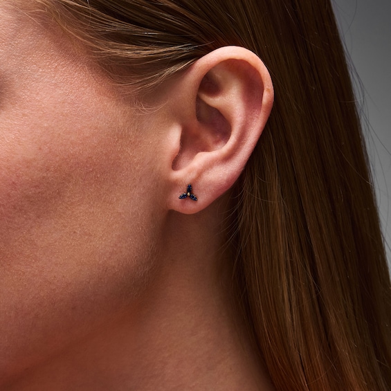Blue Sapphire Petal Mini Stud Earrings in 10K Gold