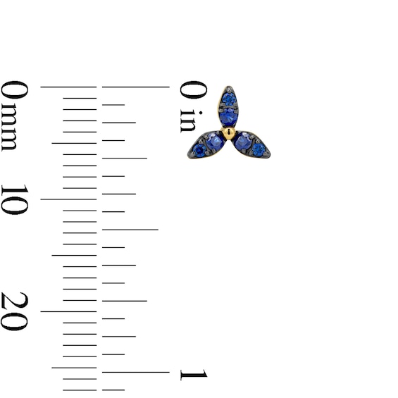Blue Sapphire Petal Mini Stud Earrings in 10K Gold