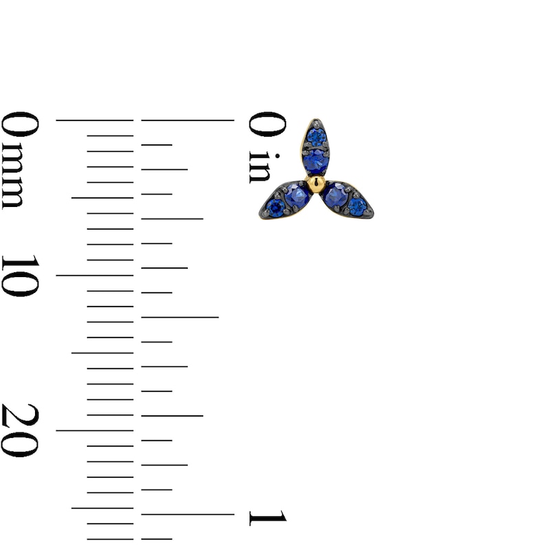 Main Image 3 of Blue Sapphire Petal Mini Stud Earrings in 10K Gold
