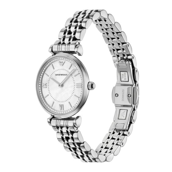 Ladies' Emporio Armani Stainless Steel Watch with Mother-of-Pearl Dial (Model: Ar11701)
