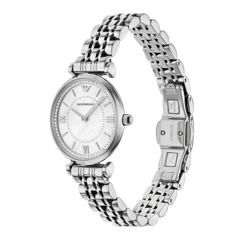 Main Image 4 of Ladies' Emporio Armani Stainless Steel Watch with Mother-of-Pearl Dial (Model: AR11701)