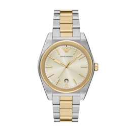 Men's Emporio Armani Two-Tone IP Stainless Steel Watch with Cream Dial (Model: AR11716)