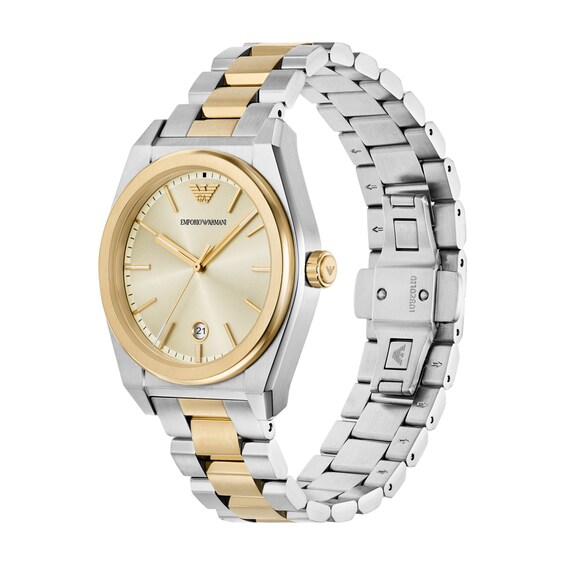 Men's Emporio Armani Two-Tone IP Stainless Steel Watch with Cream Dial (Model: Ar11716)