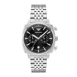 Men's Emporio Armani Chronograph Stainless Steel Watch with Black Dial (Model: AR11725)