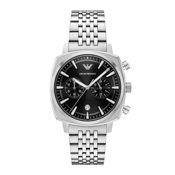 Men's Emporio Armani Chronograph Stainless Steel Watch with Black Dial (Model: Ar11725)