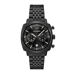 Men's Emporio Armani Black IP Stainless Steel Chronograph Watch with Black Dial (Model: AR11727)