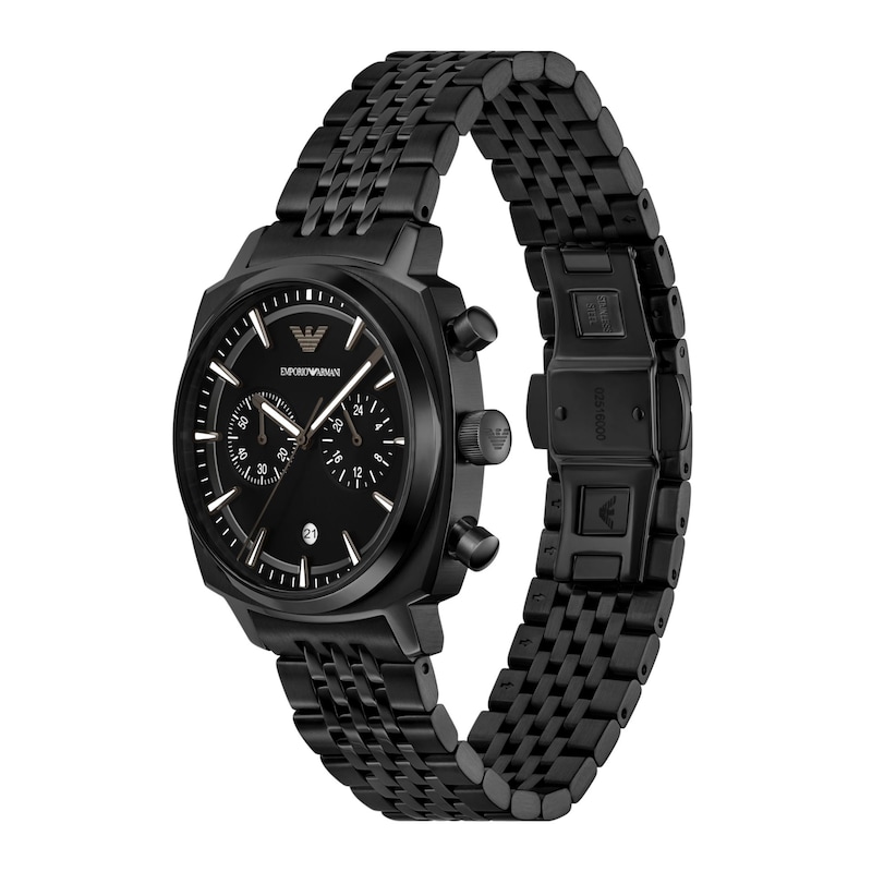 Main Image 4 of Men's Emporio Armani Black IP Stainless Steel Chronograph Watch with Black Dial (Model: AR11727)