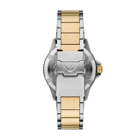 Men's Emporio Armani World Explorer Solar-Powered Two-Tone IP Stainless Steel Watch with Navy Blue Dial (Model: Ar11738)