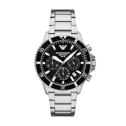 Men's Emporio Armani World Explorer Solar-Powered Chronograph Watch with Black Dial (Model: AR11739)