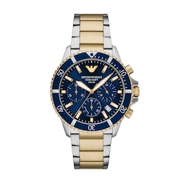Men's Emporio Armani World Explorer Solar-Powered Chronograph Watch with Navy Blue Dial (Model: AR11740)