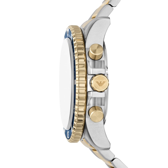 Men's Emporio Armani World Explorer Solar-Powered Chronograph Watch with Navy Blue Dial (Model: Ar11740)