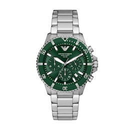 Men's Emporio Armani World Explorer Solar-Powered Chronograph Watch with Green Dial (Model: AR11741)