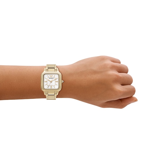 Ladies' Emporio Armani Gold-Tone IP Stainless Steel Watch with Mother-of-Pearl Dial (Model: Ar11744)