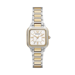 Ladies' Emporio Armani Two-Tone IP Stainless Steel Watch with Mother-of-Pearl Dial (Model: AR11745)