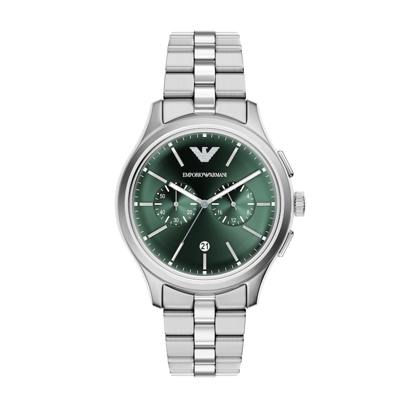 Main Image 1 of Men's Emporio Armani Stainless Steel Chronograph Watch with Green Dial (Model: AR11746)