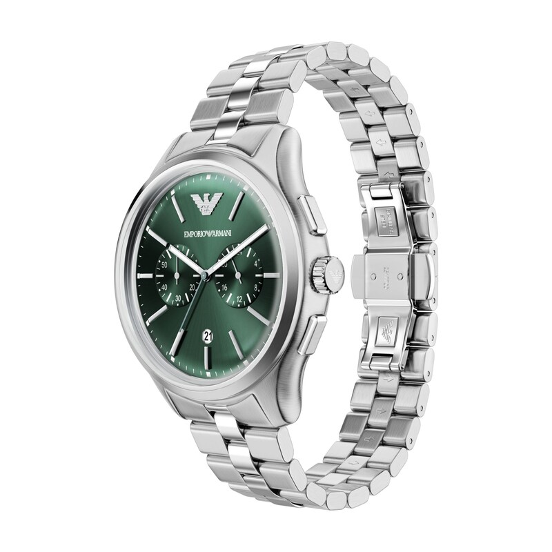 Main Image 4 of Men's Emporio Armani Stainless Steel Chronograph Watch with Green Dial (Model: AR11746)