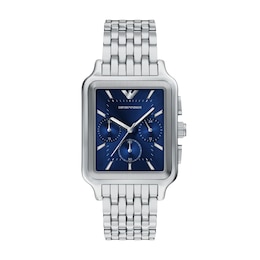 Men's Emporio Armani Stainless Steel Chronograph Watch with Blue Dial (Model: AR11750)