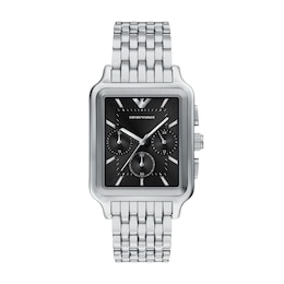Men's Emporio Armani Stainless Steel Chronograph Watch with Black Dial (Model: AR11751)
