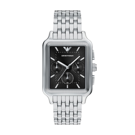 Men's Emporio Armani Stainless Steel Chronograph Watch with Black Dial (Model: Ar11751)