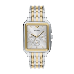 Men's Emporio Armani Two-Tone IP Stainless Steel Chronograph Watch with Silver Dial (Model: AR11752)