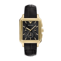 Men's Emporio Armani Gold-Tone IP Stainless Steel Chronograph Watch with Black Dial (Model: AR11753)
