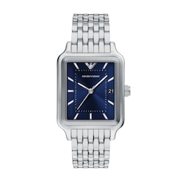 Men's Emporio Armani Stainless Steel Watch with Blue Dial (Model: AR11754)