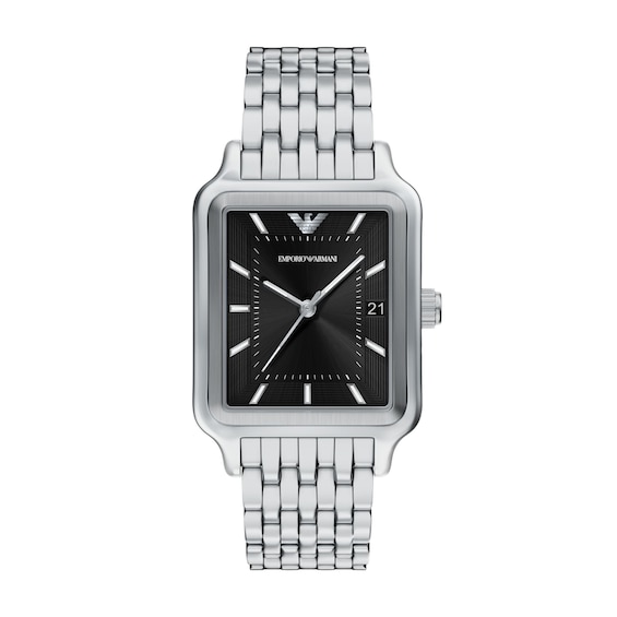 Men's Emporio Armani Stainless Steel Watch with Black Dial (Model: Ar11755)