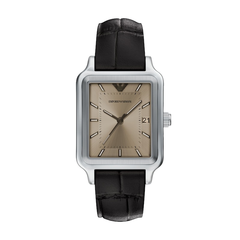Main Image 1 of Men's Emporio Armani Stainless Steel Watch with Silver Dial and Brown Leather Strap (Model: AR11756)