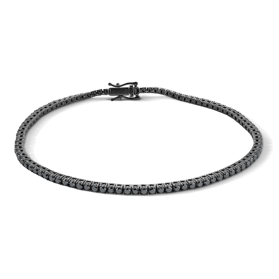 Black Spinel Tennis Bracelet in Sterling Silver with Black Rhodium Plate - 8.0"