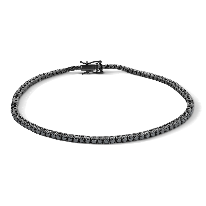 Main Image 1 of Black Spinel Tennis Bracelet in Sterling Silver with Black Rhodium Plate - 8.0"