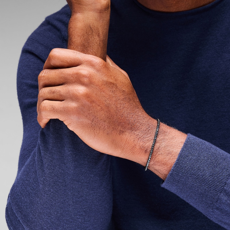 Main Image 2 of Black Spinel Tennis Bracelet in Sterling Silver with Black Rhodium Plate - 8.0"