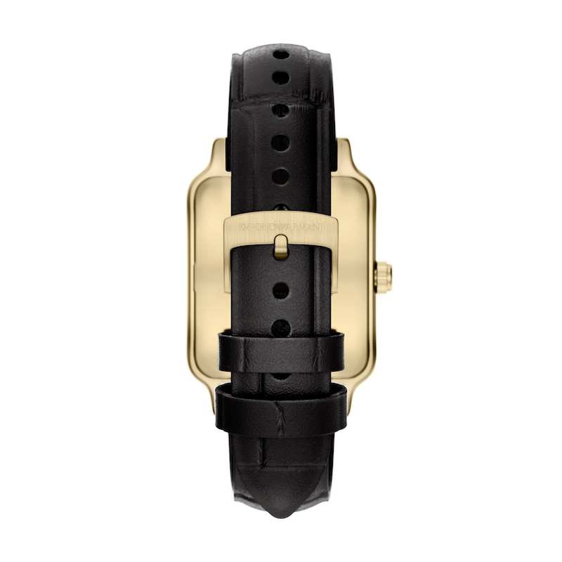 Main Image 4 of Men's Emporio Armani Gold-Tone IP Stainless Steel Watch with Black Dial and Black Leather Strap (Model: AR11757)