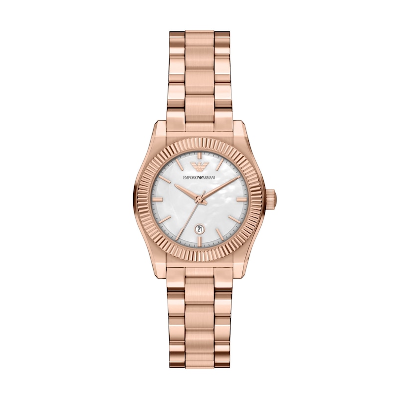 Main Image 1 of Ladies' Emporio Armani Rose-Tone IP Stainless Steel Watch with Mother-of-Pearl Dial (Model: AR11762)