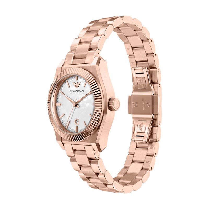 Main Image 4 of Ladies' Emporio Armani Rose-Tone IP Stainless Steel Watch with Mother-of-Pearl Dial (Model: AR11762)