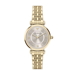 Ladies' Emporio Armani Gold-Tone IP Stainless Steel Watch with Gold Dial (Model: AR11766)