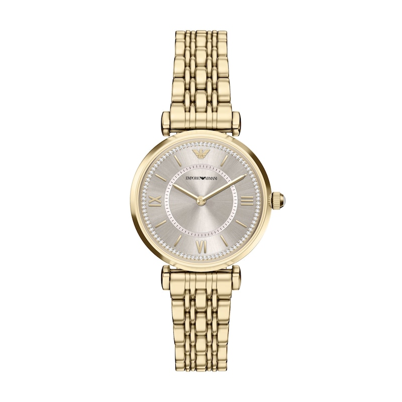 Main Image 1 of Ladies' Emporio Armani Gold-Tone IP Stainless Steel Watch with Gold Dial (Model: AR11766)