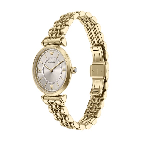 Ladies' Emporio Armani Gold-Tone IP Stainless Steel Watch with Gold Dial (Model: Ar11766)
