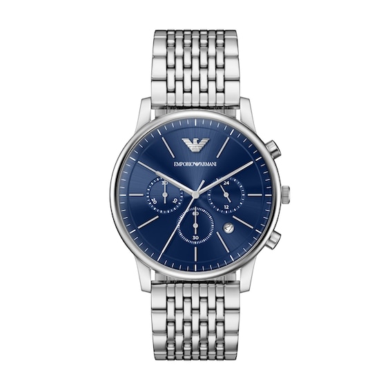 Men's Emporio Armani Stainless Steel Chronograph Watch with Navy Blue Dial (Model: Ar11771)