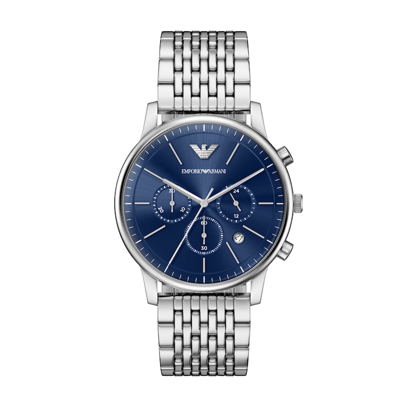 Main Image 1 of Men's Emporio Armani Stainless Steel Chronograph Watch with Navy Blue Dial (Model: AR11771)